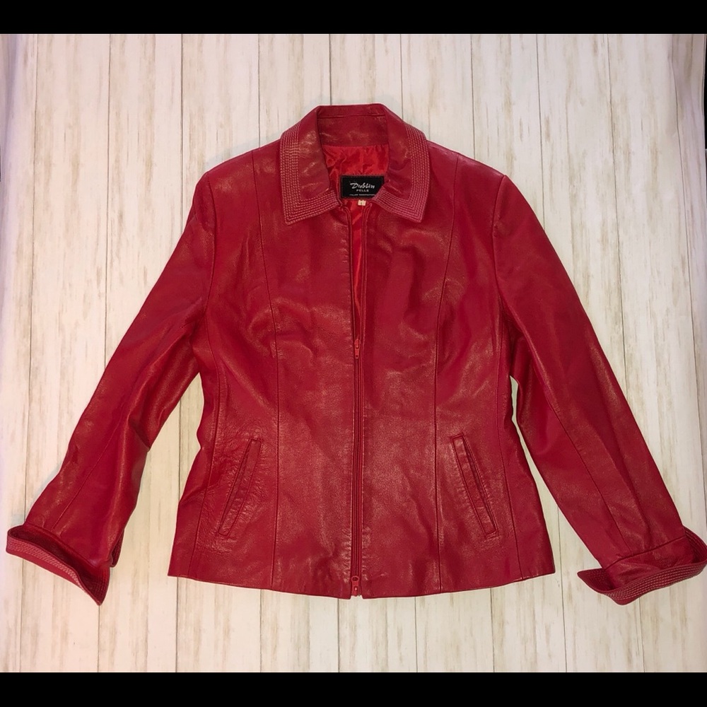 Dublin Pelle Italian Manufactory soft Red Leather Jacket size M